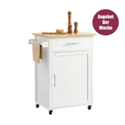 SoBuy FKW102-WN Küchenwagen Mit Arbeitsplatte Servierwagen Beistellwagen Rollwagen Getränkewagen Fürs Büro BHT Ca.: 68x90x46cm