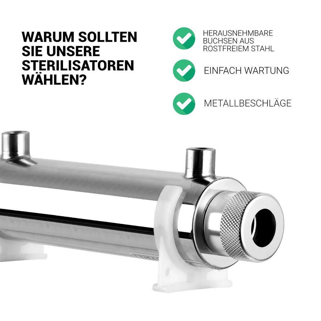 Bellerofonte UV Entkeimungsanlage Für Wasser Mit UVC Licht 30 Watt Kapazität 16 Liter Pro Minute Für Umkehrosmose Und Wasserfilteranlagen UVC-Entkeimung – Bild 7