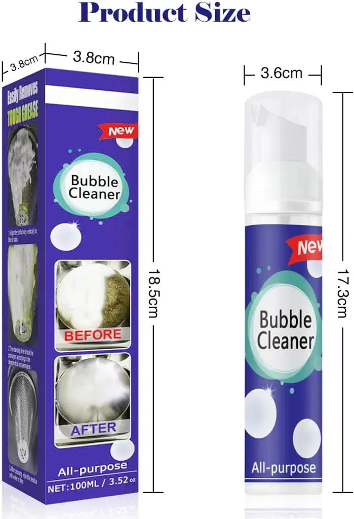 Haobuy Schäumender Schwerölfleckenreiniger 100ml, Allzweck Schaumreiniger, Spülfreies Blasenreiniger Schaum, Bubble Cleaner Allzweck Fleckenentferner, Rinse-Free Küchenfettreiniger Spray – Bild 6