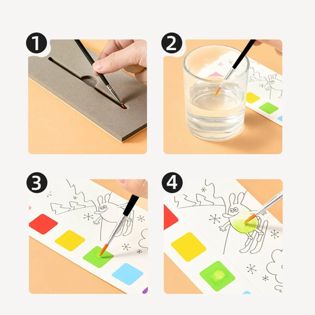 Stretoey Taschen Aquarell Malbuch DIY Zeichnung, Wiederverwendbares Malbuch Magische Wasserzeichnungsmalerei Spielzeug Für Die Frühe Bildung Von Kindern – Bild 2
