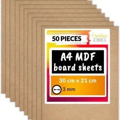 Creative Deco 50 X A4 MDF Platten | 300 X 210 X 3 Mm | Dünne Holz-platten | Perfekt Für Laser, CNC Router, Modellierung, Durchbrochenes, Laubsäge