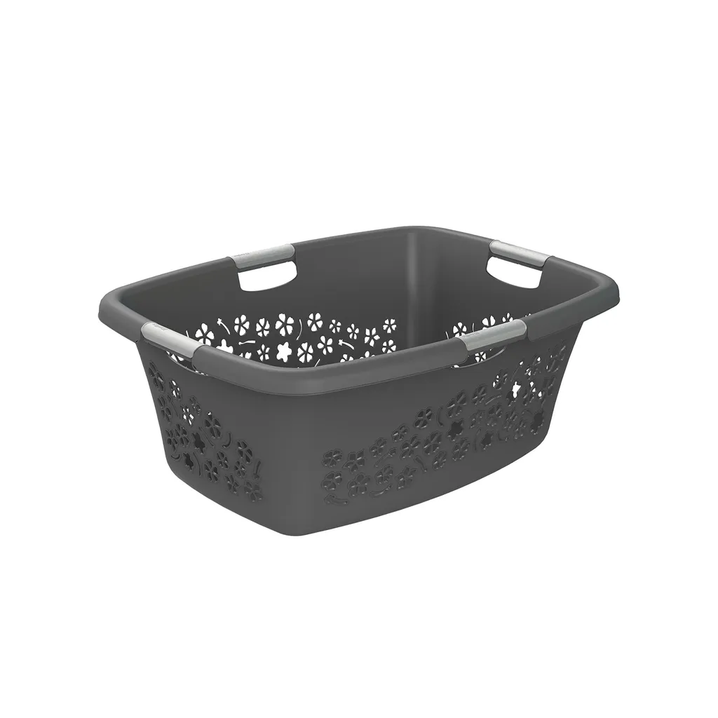 ROTHO Wäschekorb 50 L FLOWERS, Farbe:Anthrazit