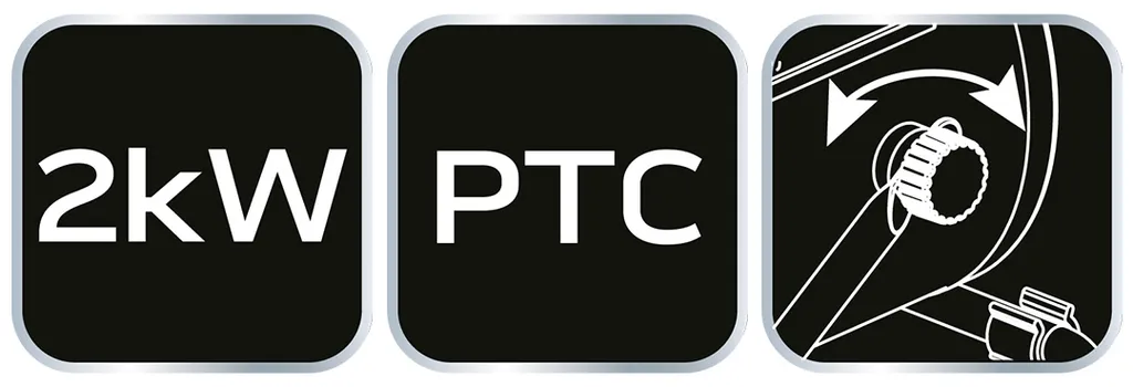 NEO TOOLS Keramischer Elektroheizer PTC, 2kW, Mit Thermostat Und Leistungsschalter, Mit Gebläse, Geräuscharm, Niedriger Energieverbrauch, Einstellbarer Winkel, Luftstrom 197 M3/h – Bild 4