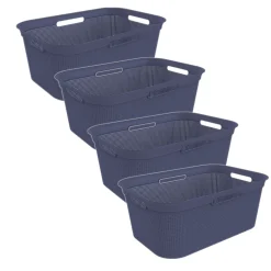 ROTHO 4er Set Wäschekorb 41l Brisen, Farbe:Iris Dunkelblau Ged.