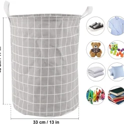 Jormftte Wäschekorb, Verdickte Faltbarer Runde, Wasserdicht Wäschesack Für Wäsche Spielzeug Badzimmer Kinderzimmer, 33 × 33 × 43 Cm