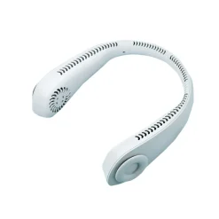 Jefety 2000mAh Tragbarer Lüfter Nackenbügel Klingenloser Hängender Halsventilator Lazy Neck Hanging Cooler 3-Speeds 360 Grad Verdrehung USB Wiederaufladbar,Weiß