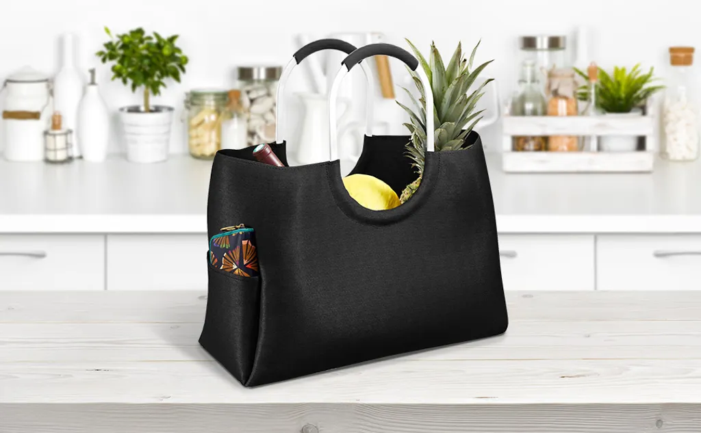 LOMOS Einkaufstasche Aus Wasserabweisendem Kunststoff In Schwarz, Größe L – Bild 4