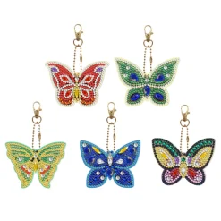 YisibaihTao 5pcs 5D Diamond Painting Anhänger Set,Diamond Painting Schlüsselanhänger Weihnachten Kinder Junge Crystal Strass Kit DIY Doppelseitige Diamant Malerei Schlüsselbund Für Geschenkidee