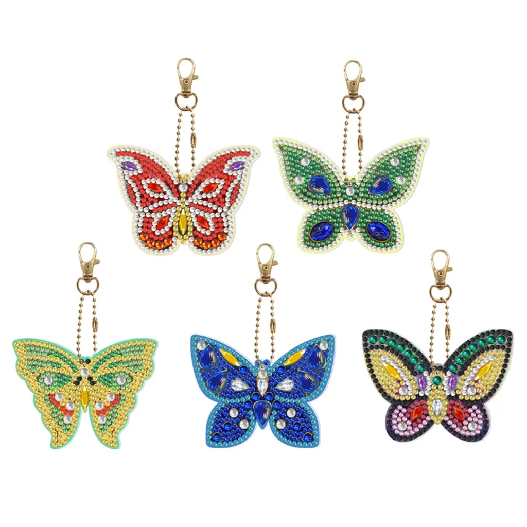 YisibaihTao 5pcs 5D Diamond Painting Anhänger Set,Diamond Painting Schlüsselanhänger Weihnachten Kinder Junge Crystal Strass Kit DIY Doppelseitige Diamant Malerei Schlüsselbund Für Geschenkidee