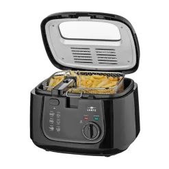 Lentz Kunststoff-Fritteuse 2,5 L,1800 Watt, Stufenlos Regelbares Thermostat, Schwarz