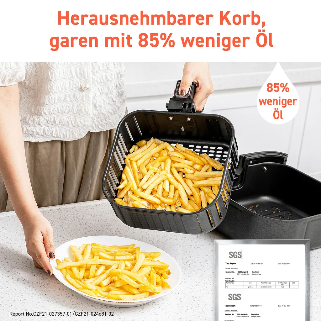 Cosori Premium 5,5-Liter Heißluftfritteuse Mit Spießgestell, Schwarz – Bild 3