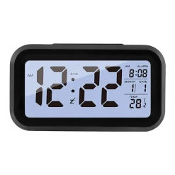 Jesunfuzhu LED Wecker Digital Alarmwecker Uhr Kalender Beleuchtet Schlummerfunktion Alarm (Schwarz)