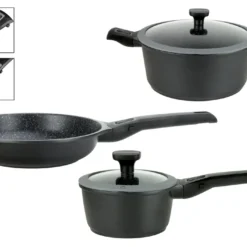 GSW Kochtopf-Set EASY CLICK 5-tlg., 167987, Aluminium, Ca. 2,4 L / Ca. 1,4 L / Ca. 1,8 L