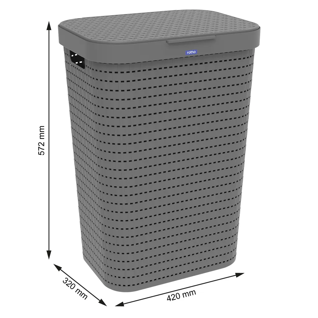 ROTHO Set Wäschesammler 55l COUNTRY , Farbe:Anthrazit – Bild 2