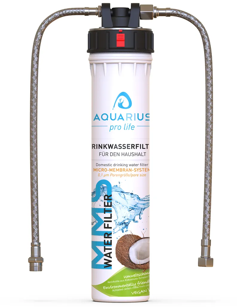 AQUARIUS Pro Life ® - Trinkwasserfilter Für Die Küche - Ultra Feine 0,1 Mikron Porengröße - Innovatives 3-stufiges Filtersystem Inkl. Aktivkohle & Micro-Membran I Filtert Bis Zu 11.200 Liter/Jahr I Einbaufilter - Wasserfilter – Bild 2