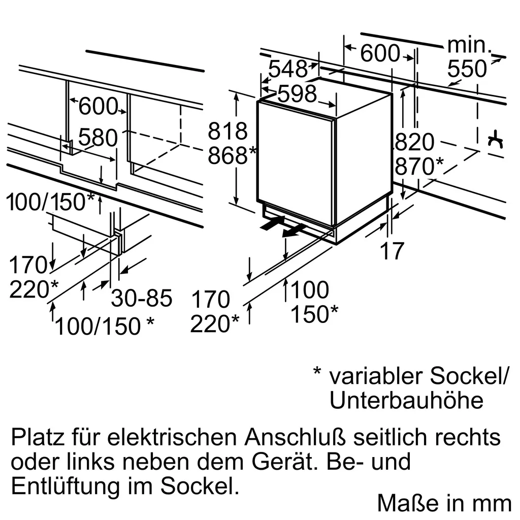 Siemens KU15LADF0 Unterbau-Kühlschrank Mit Gefrierfach 82 X 60 Cm – Bild 3