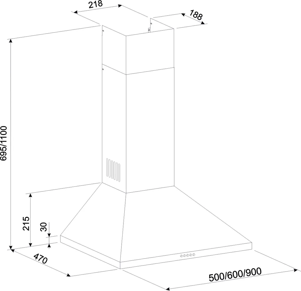 Gurari GCH C 147 BL 5 Dunstabzugshaube 50cm 1000m³/h Wandhaube Schwarz – Bild 4