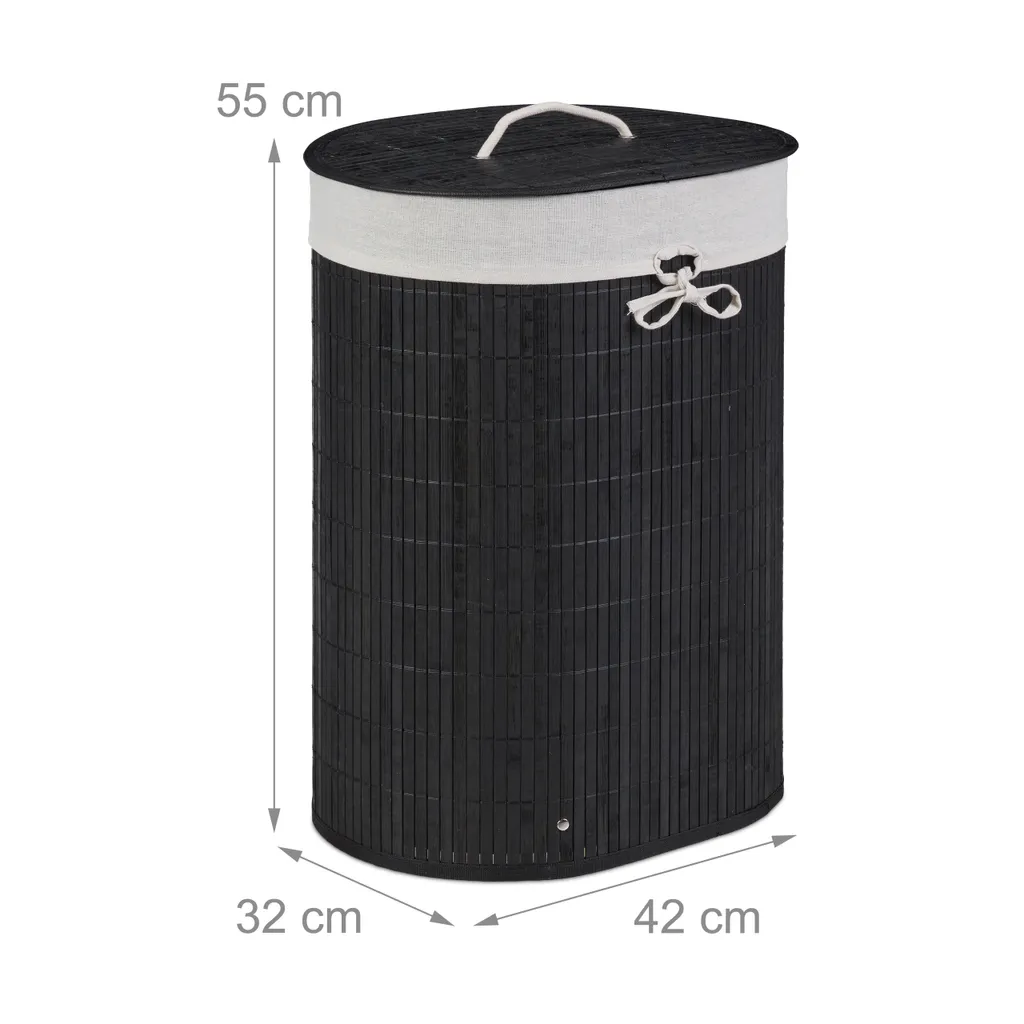 Relaxdays Bambus Wäschekorb Oval – Bild 4