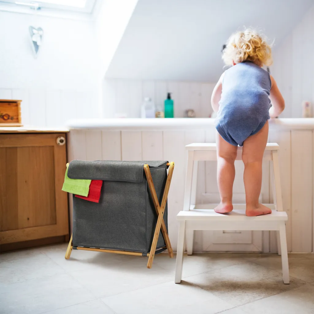 Relaxdays Klappbarer Wäschekorb Mit Deckel – Bild 3