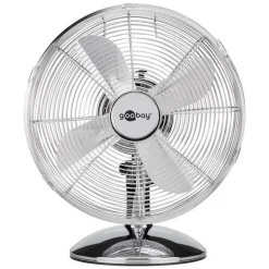 Goobay Retro Tischventilator Mit 3 Leistungsstufen, 40cm Durchmesser (12 Zoll) - Neigbar, Schwenkbar, Super Leise - Verchromt