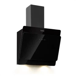 Klarstein Aurica 60 Dunstabzugshaube , Kopffrei , 60 Cm , Wandanbau , 165 W , Abluftleistung: 620 M³/h , 3 Stufen , LED: 2 X 1,5 W , Touch-Panel , 2-teiliger, Schwarzer Kamin , EEK: B , Sicherheitsglas , Schwarz