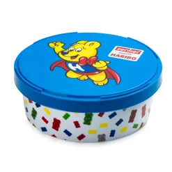 Zenker Haribo Vorratsdose Als Aufbewahrung Für Snacks Und Süßigkeiten Frischhaltedose Aus Kunststoff Mit Süßem Goldbär-Design Runde Dose Für Die Küche