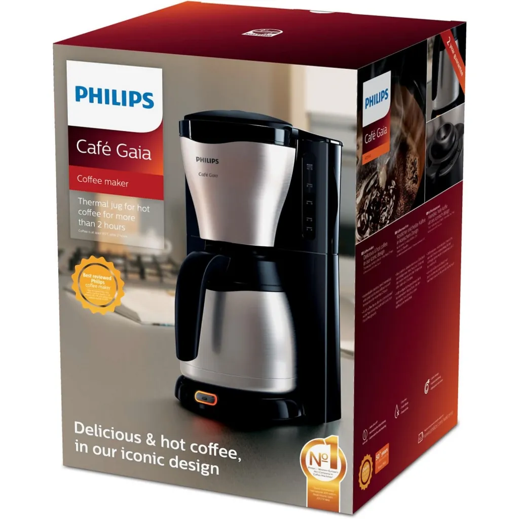 PHILIPS Gaia Collection HD7548/20 Kaffeemaschine Thermokanne, Schwarz/Edelstahl – Bild 3