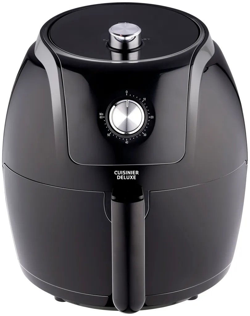 Cuisinier Deluxe Heißluftfritteuse Analog - 5 Liter - 230V - Airfryer - Heißluftofen - Temperatureinstellung Von 80°C Bis 200°C - 7/8 Personen - Schwarz – Bild 5