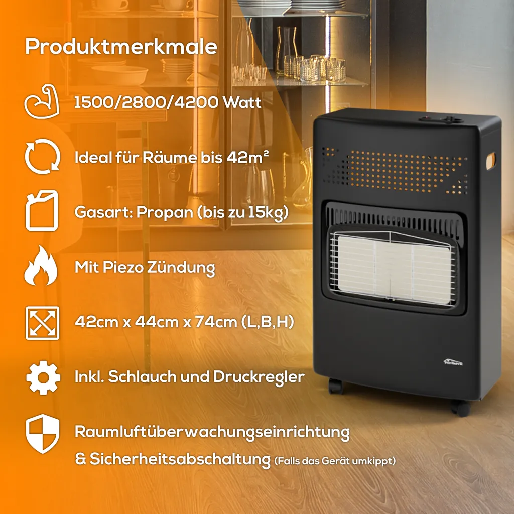 TroniTechnik Gas- Heizgerät Für Propangas Mit Nennleistung 4,2KW Inkl. Zubehör – Bild 10