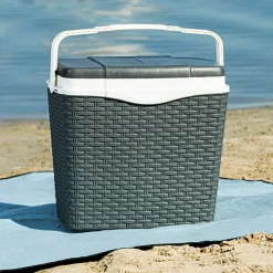 Haushalt International HI 66409 Kühlbox 24 Liter In Rattan-Optik Anthrazit