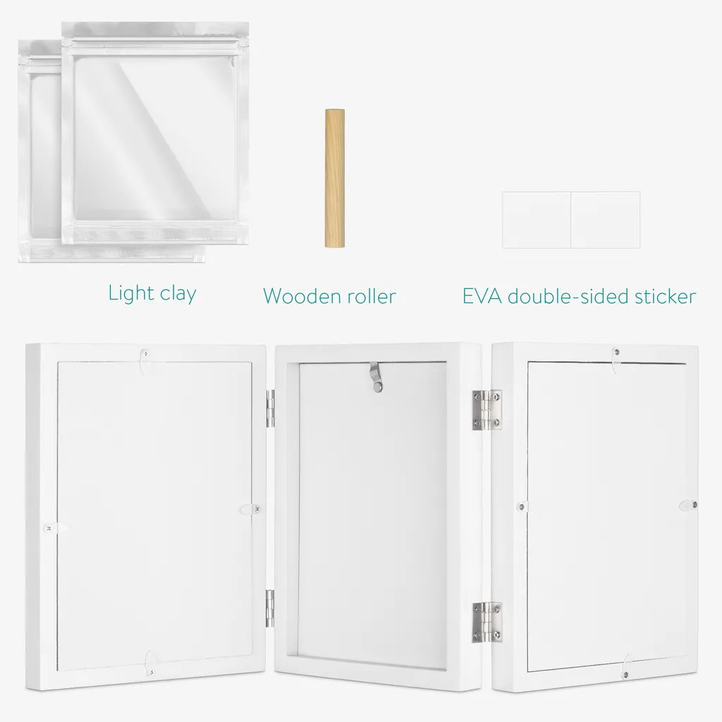 Navaris Baby Bilderrahmen Mit Gipsabdruck - 220 X 170 X 22 Mm Rahmen Für Handabdruck Fußabdruck - Abdruckset Für Hände Und Füße - Fotorahmen – Bild 3