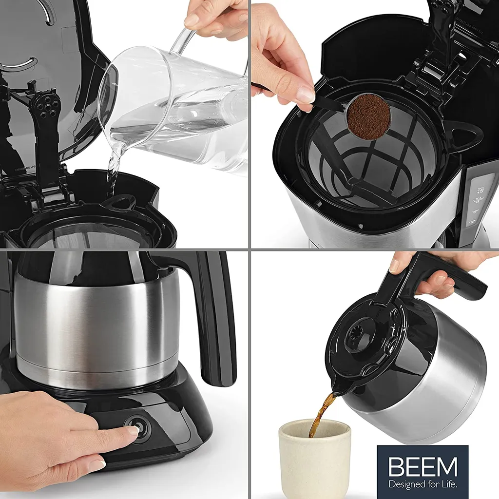 Maxxworld BEEM Filter Kaffeemaschine Thermo Permanentfilter 900W Filterkaffee Edelstahl – Bild 13