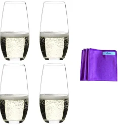 Dekomiro 4 Er Set + Tuch RIEDEL "O" CHAMPAGNE GLASS SET (S)