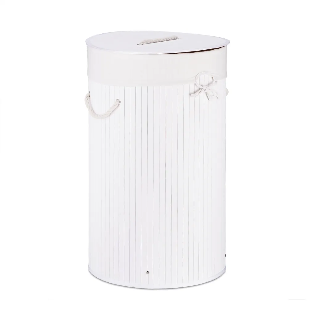 Relaxdays Wäschekorb Bambus Rund – Bild 10