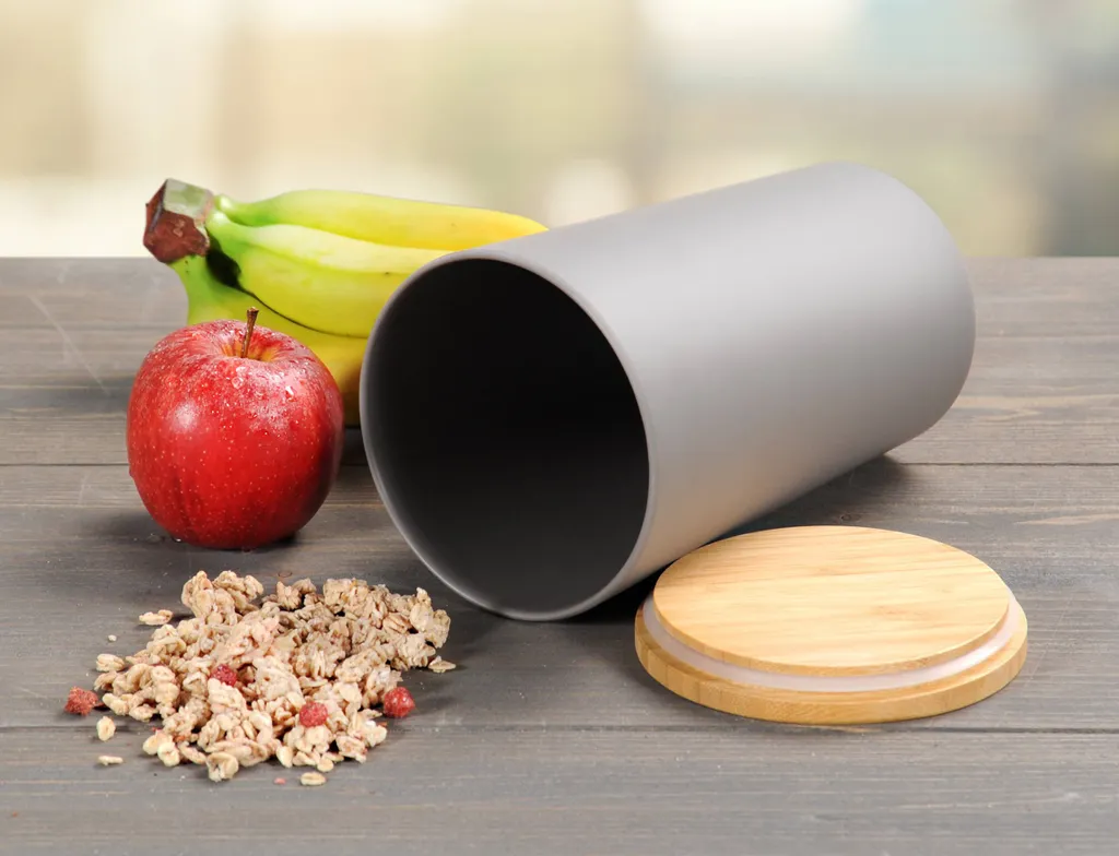 KESPER Vorratsdose, Kunststoff Mit Bambusdeckel, Grau, Ø 11,5 Cm, Höhe: 18,7 Cm, 32601 – Bild 9