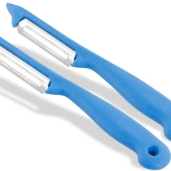 InstrumenteNRW Sparschäler 2er Set Schäler Obst Gemüse Mit Rostfreier Scharfer Pendelklinge Universalschäler Für Rechts Und Linkshänder Allzweckschäler Zum Schälen Von Obst Gemüse Spülmaschinen Geeignet Blau