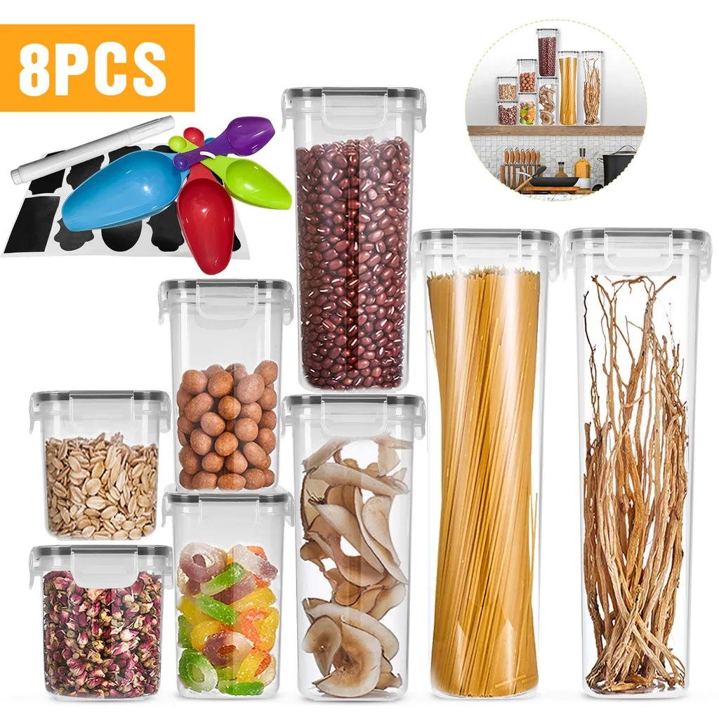 EINFEBEN 8er Set Vorratsdosen Müsli Behälter Mehl Nudel Schüttdose Pasta Lebensmittel