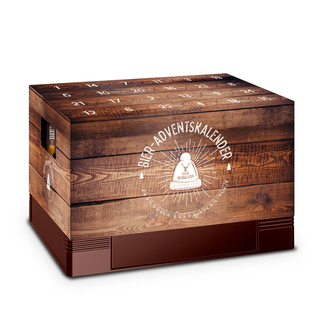 Itenga Adventskalender Für Bierkasten Motiv 1 Holzkiste - Bierkastenadventskalender