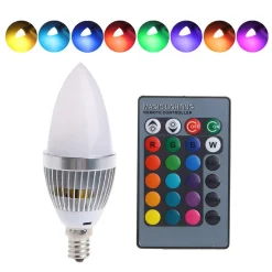 PMS E14 3W LED RGB Lampe Kerzenform Glühbirne Dimmbar Leuchtmittel Mit Fernbedienung