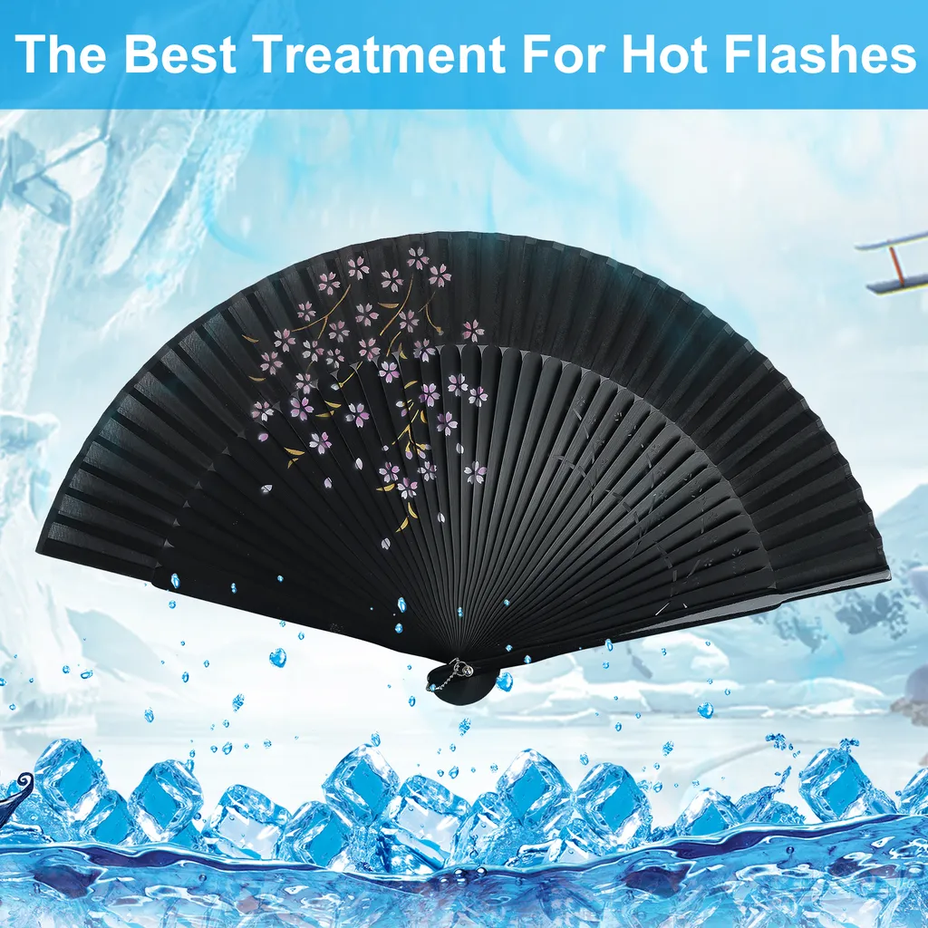 DeCio Service GmbH 2STK Handfächer Japanischer Faltfächer Klappfächer Vintage Stil Damen Herren Bambus Folding Fans Fächer Für Wanddekoration Hochzeit Geschenk Muttertag Party Kostüm - Schwarz – Bild 2
