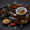 Levandeo Wanduhr Glas 30x30cm Kaffee Braun Glasuhr Uhr Glasbild Küche Deko Coffee Cafe