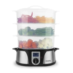 H.Koenig Elektro-Dampfgarer Ohne BPA 12 Liter, 3 Herausnehmbare Behälter, 1000 W, Timer Bis Zu 60 Minuten VAP12, Kunststoff, Metall, Single