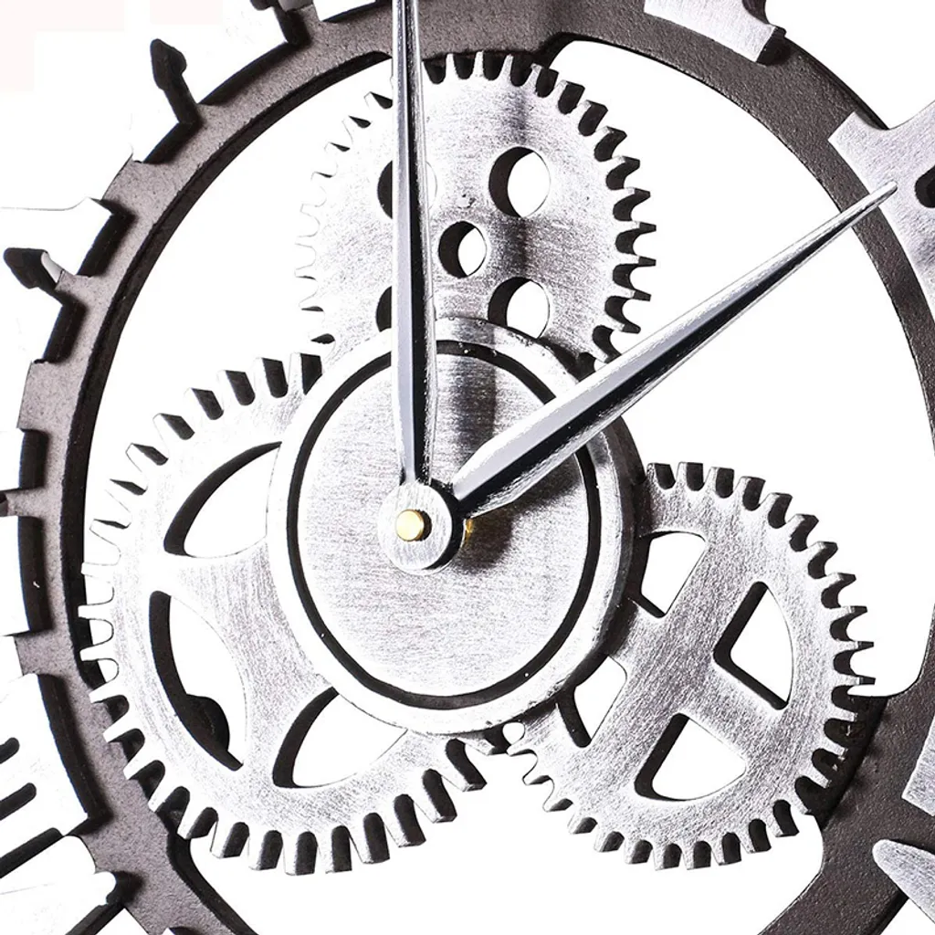 LOZAYI Industrial Gear Wanduhr Dekorative Wanduhr Industrial Style Wanduhr , 40cm Silber – Bild 5