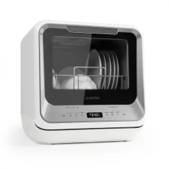 Klarstein Mini Geschirrspüler Spülmaschine Mit Platz Für 2 Maßgedecke - 6 Programme - 5 L Wasser Benötigt - LED-Display - Touch - Tischgeschirrspüler Inkl. Zubehör - Silber Mini Geschirrspülmaschine Klein Spülmaschine Freistehend