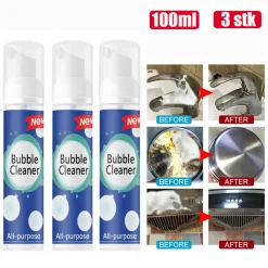 Jesunfuzhu 3er 100ml Schäumender Schwerölfleckenreiniger Reiniger, Leistungsstarker Fleckenentferner, Schaumreiniger, Hartnäckig Fett & Schmutz Entfernen Blasenspray, Allzweckreiniger