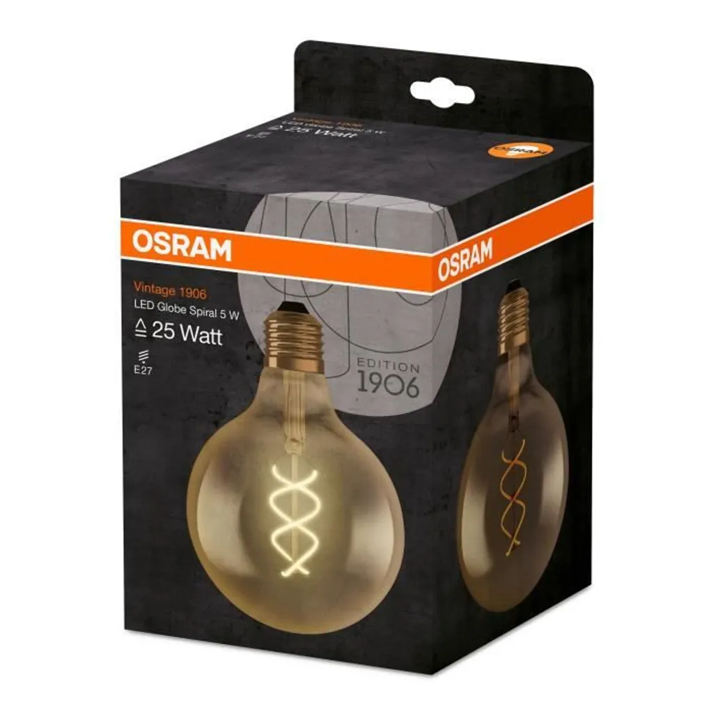 Osram LED Leuchtmittel Globe Spiral Vintage 1906 E27 5W Warmweiß, Amber – Bild 3