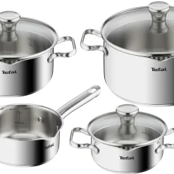 Tefal Duetto Kochgeschirr, 7-Teiliges Set, Stielkasserolle 16 Cm, Kochtöpfe 16/20/24 Cm + Deckel