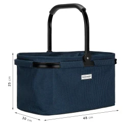 Anndora Einkaufskorb - Henkelkorb Blau Hahnentritt48 Cm Breit - Hahnentritt