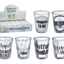 CEPEWA Schnapsgläser Shooter Stamper Partygläser 40 Ml / 4 Cl Mit Lustigen Sprüchen 24 Stück 6-fach Sortiert