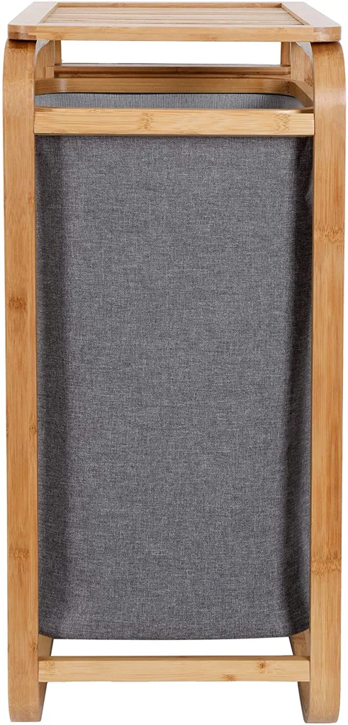 Maxxworld Lumaland Wäschekorb Aus Bambus - 1 XL Fach + 2 Kompaktfächer 49,5 X 33 X 71 Cm Grau – Bild 6